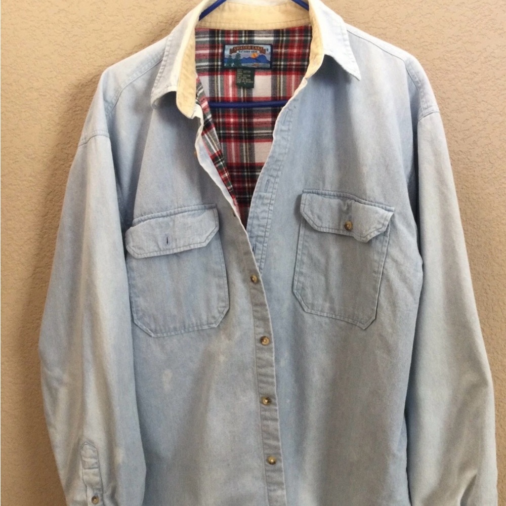 Vintage Shaver Lake Denim Plaid Flannel Fleece Lined Shirt Jacket Shacket L